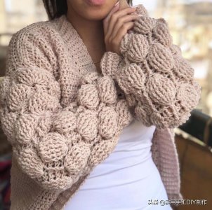 ​「针织图解」大泡泡袖子的开衫细节图及图解